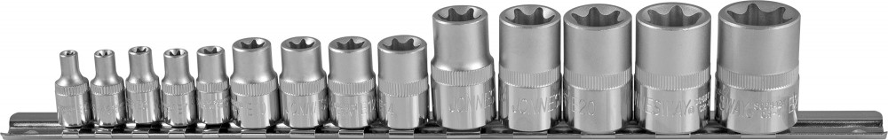 S06H414S Набор головок торцевых 1/4", 3/8", 1/2"DR, внешний TORX®, на держателе, Е4-E24, 14 предмето