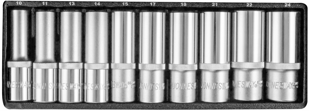 S04HD411S Набор головок торцевых глубоких 1/2"DR, 10-24 мм, 11 предметов