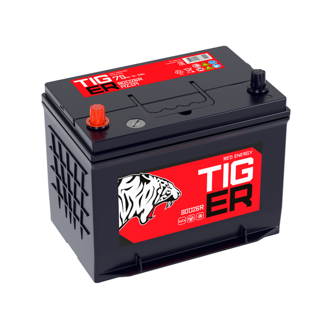 Аккумулятор 6-ст 75Ач TIGER Red Energy пр (80D26R, PS)