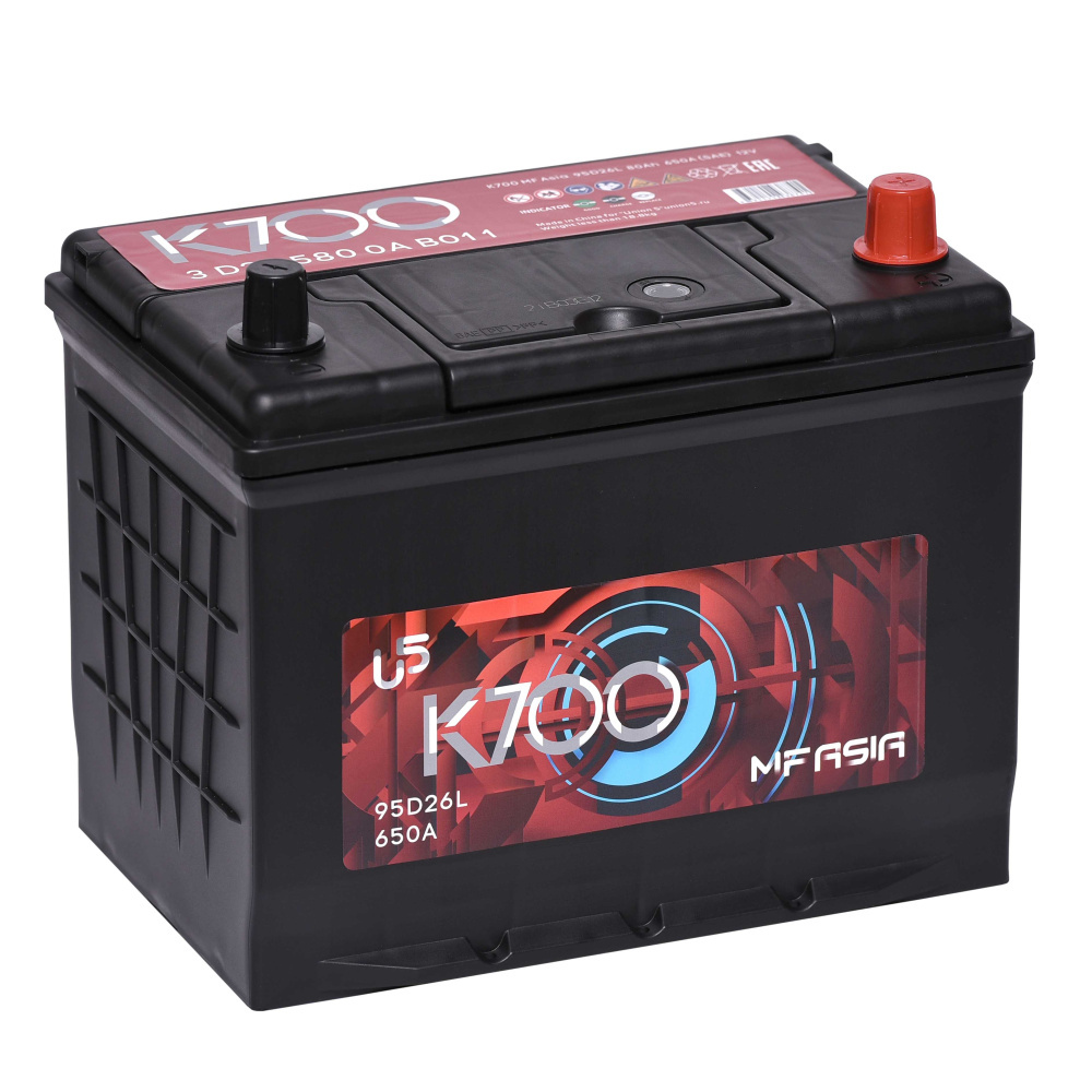 Аккумулятор 6-ст 80Ач K700 Asia 95D26L B01