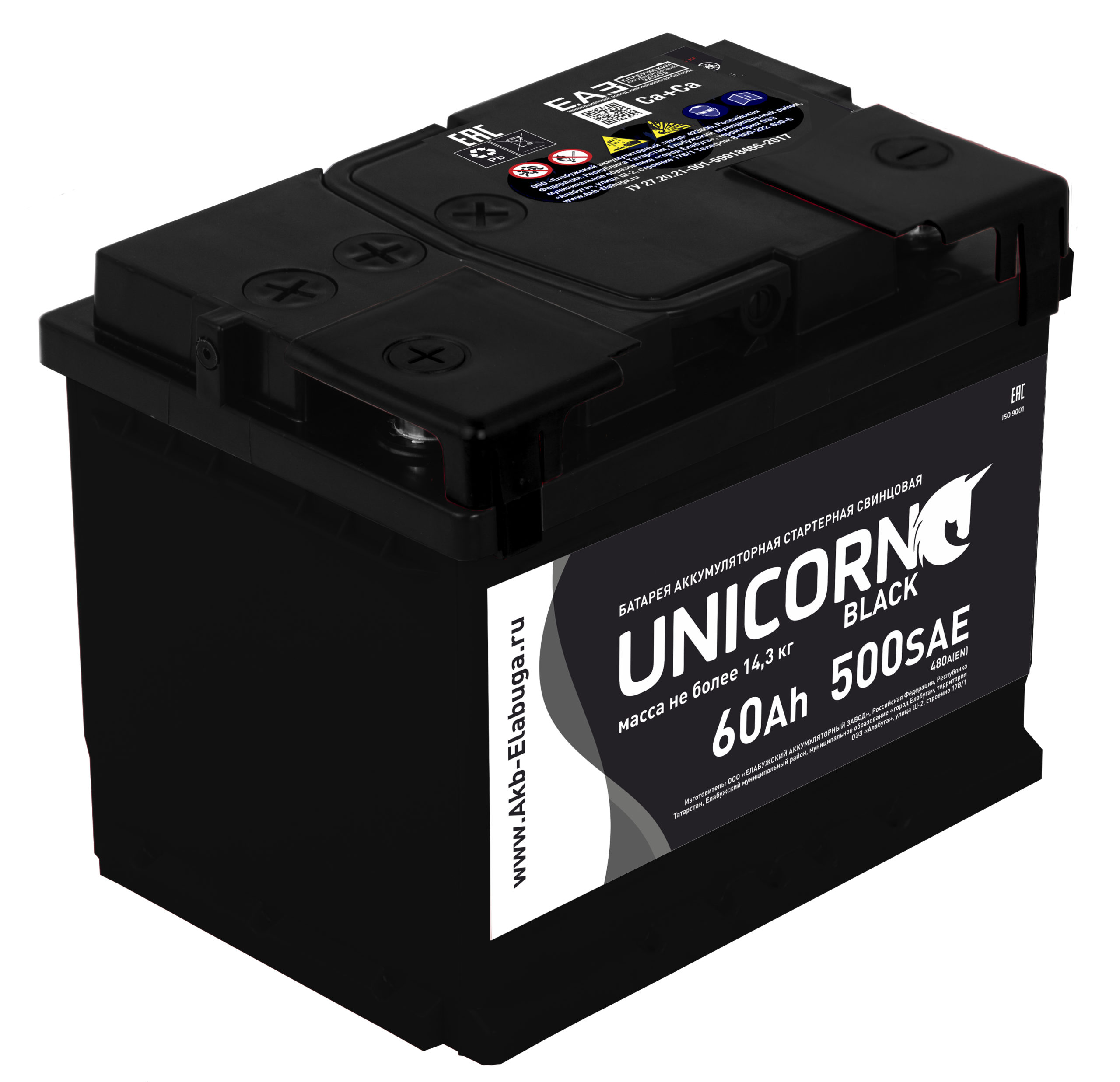 Аккумулятор 6-ст 60Ач UNICORN BLACK L2