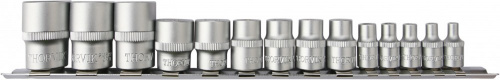 S1S1314SM Набор головок торцевых 1/4", 3/8", 1/2"DR на держателе, внешний TORX®, E4-E24, 14 предметов